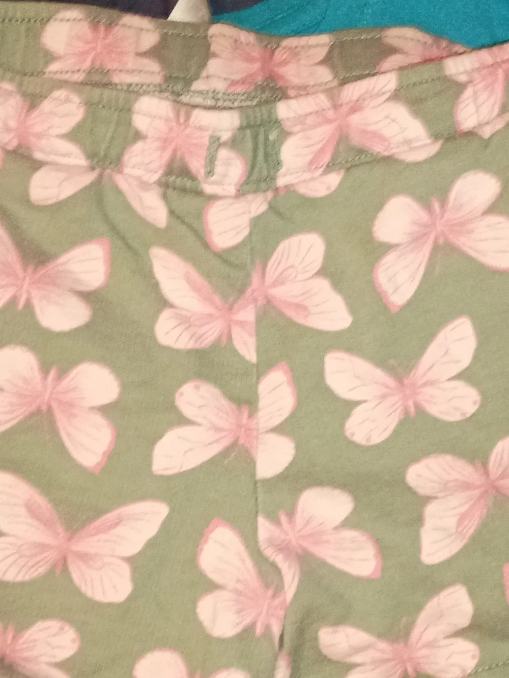 Carter's Pink Butterfly Print on Sage Green Shorts